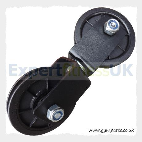 Steel Pulley Bracket and 90mm Double Pulleys, Swivel or Fixed Back to Back