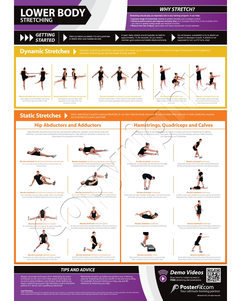 Lower Body Exercise Wall Chart Poster
