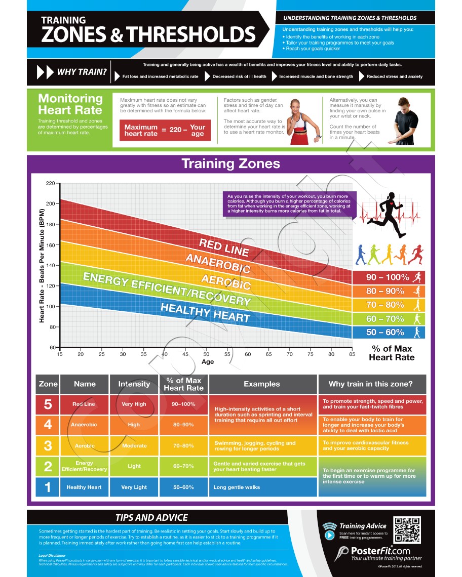 Zones and Thresholds Exercise Wall Chart Poster