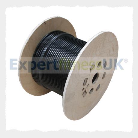 5mm BLACK NYLON Coated to 6.5mm Gym Cable Wire Rope (100m Reel)