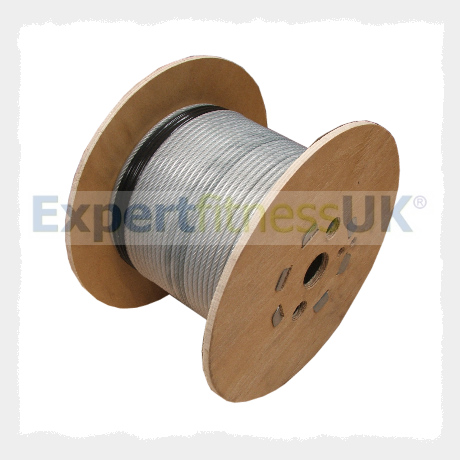 4mm CLEAR NYLON Coated to 5mm Gym Cable Wire Rope (100m Reel)